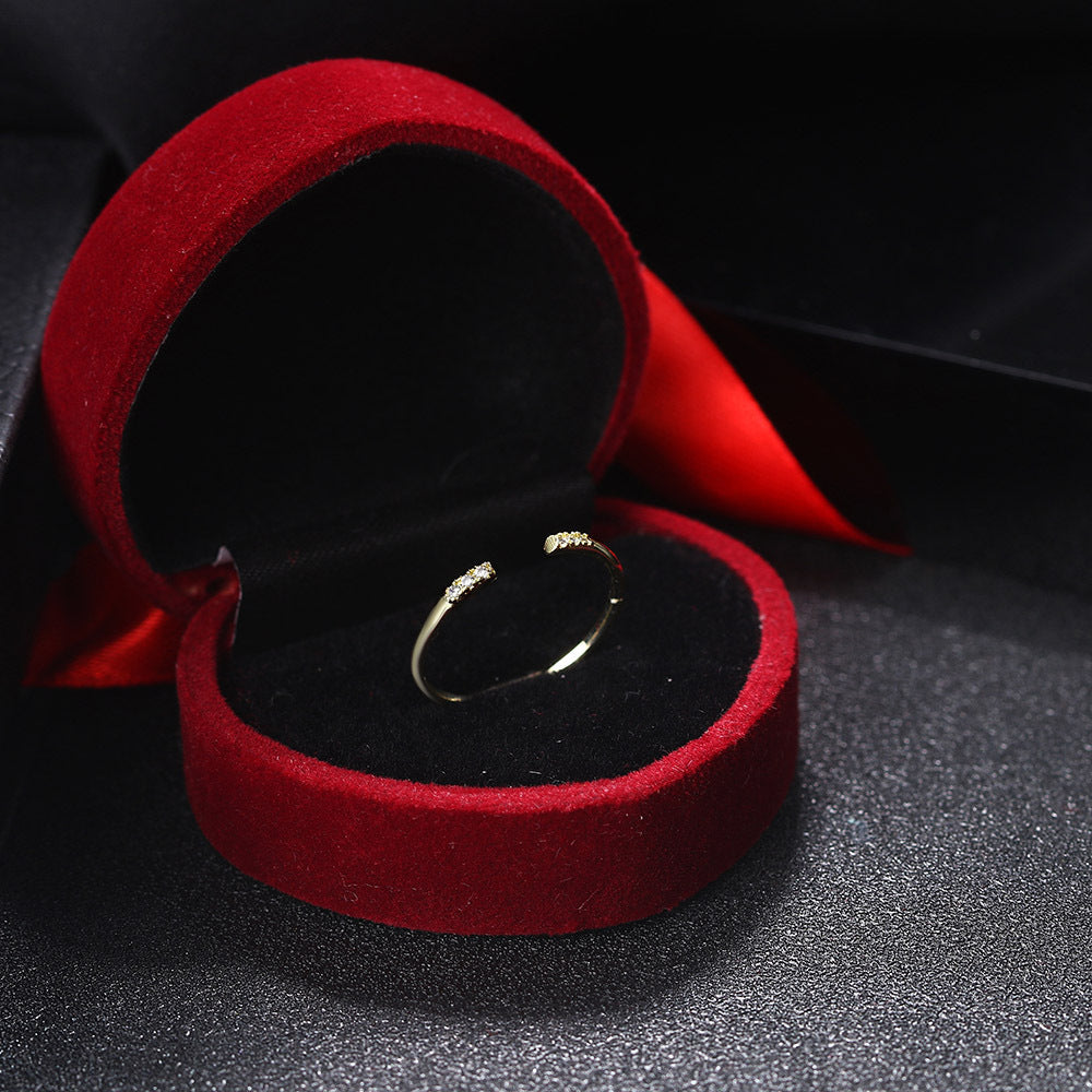 European And American Simple Carbink Thin Open-end Bangle Ring
