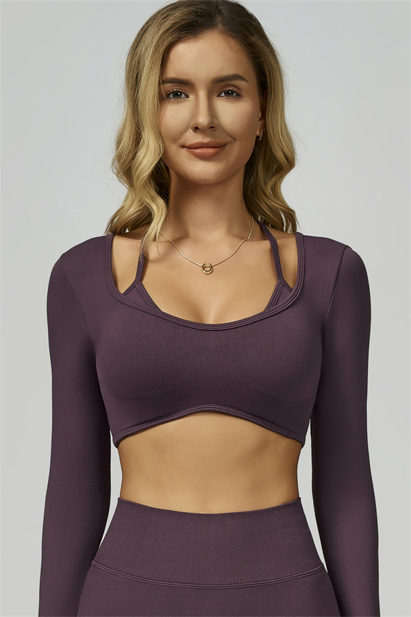 The Prime Long Sleeve Crop Top Shorts 2-Piece Set
