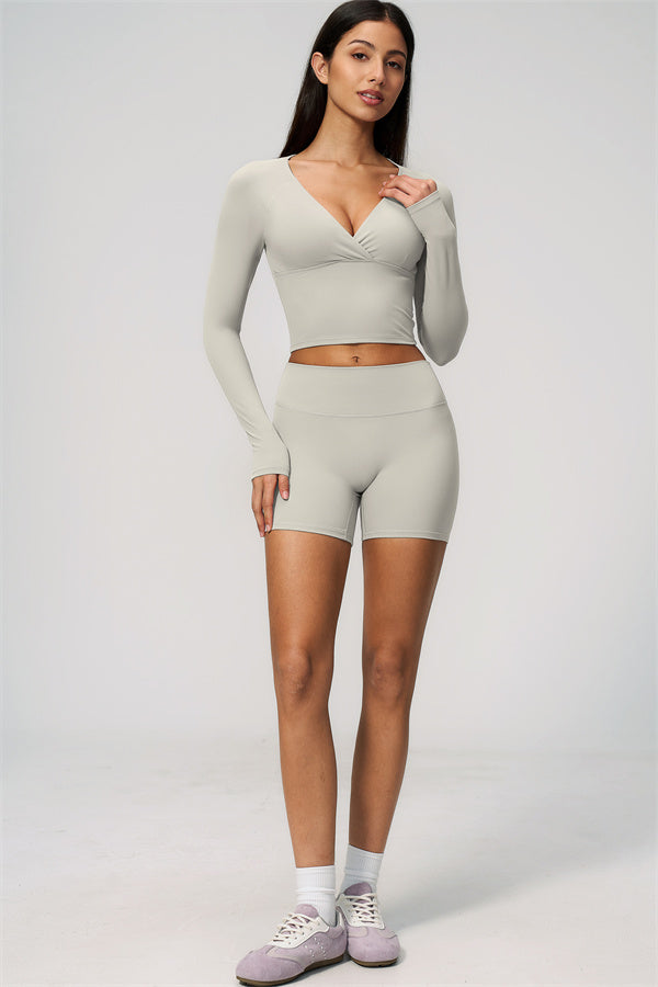 The Lox Long Sleeve Crop top Shorts 2-Piece Set