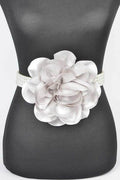 Oversize Satin Flower Pearl Strand Elastic Belt