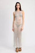 SHEER MAXI DRESS WITH SIDE SLIT