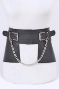 Chain Accent Faux Leather Skirt Belt