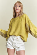 LONG DOLMAN SLEEVE ROUND NECK CASUAL KNIT SWEATER
