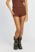 RIBBED MINI SHORTS