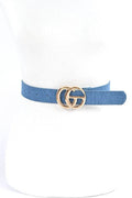 Plus Size Denim Logo Buckle Belt