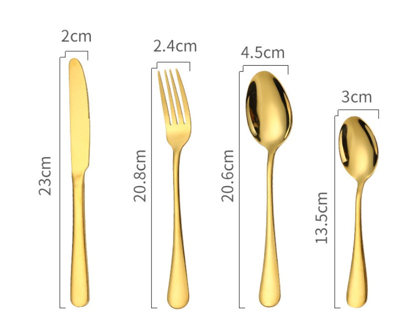 24-Piece Stainless Steel Tableware Set - One-Piece Molded Knife Fork Spoon Collection