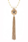 Metal Sand Dollar & Tassel Necklace Set