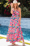 Women Twisted Smocked Back Tiered Maxi Dress