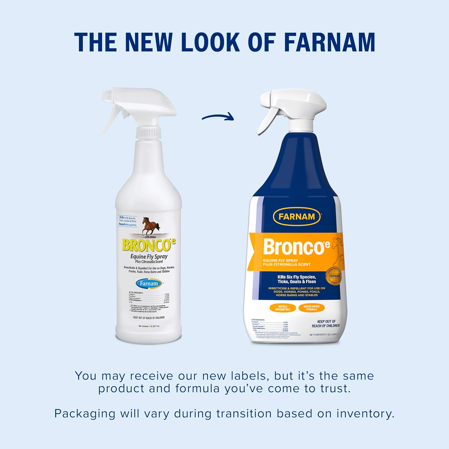 Farnam Bronco Equine Fly Spray Plus Citronella Repellent 32 oz. for Horses & Dogs