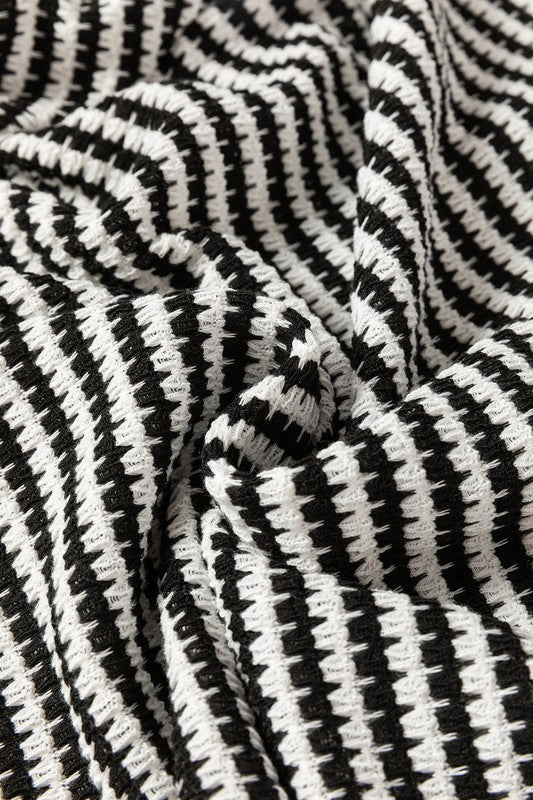 Striped Round Neck Drop Shoulder Long Sleeve Top