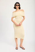 STRAPLESS BODYCON MIDI DRESS