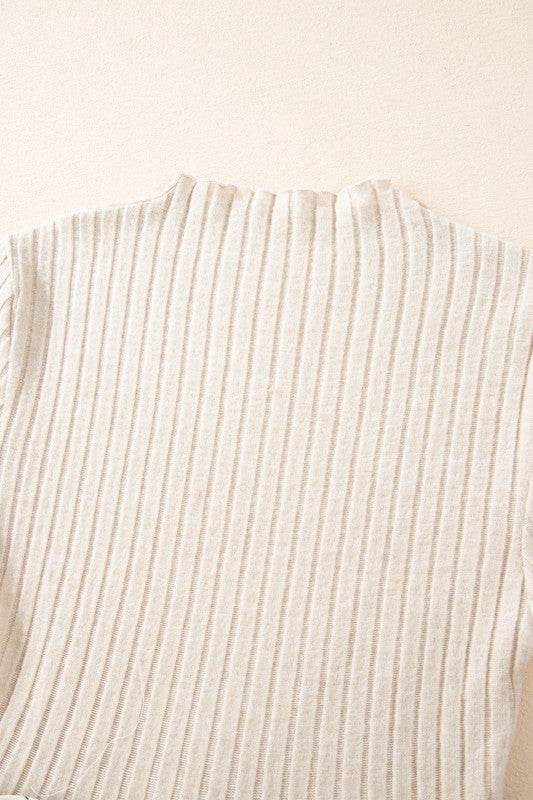 Ribbed Knit Patchwork Abstract Belted Short Dress