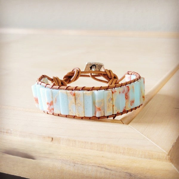 Woven Aqua Terra Beaded Bracelet