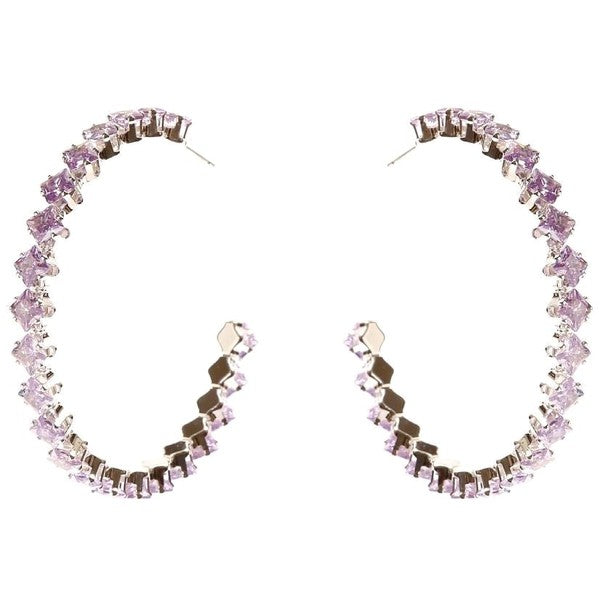 Square Crown Halo Cubic Zirconia Hoop Earrings