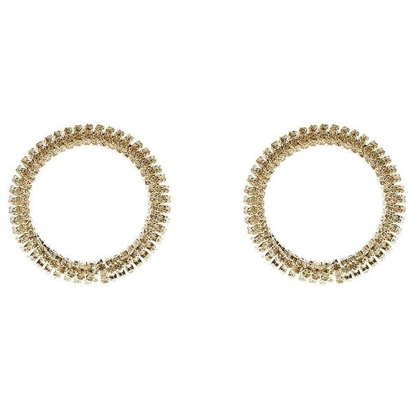 Front Size Circle Rhinestone Hoop Earrings