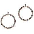 Front View Circle Rhinestone Hoop Earrings