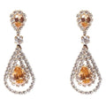 Linked Pear In Pear Dangle Rhinestone Earrings