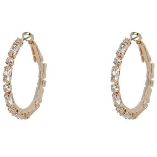 30mm Baguette Crown Halo CZ Hoop Earrings