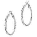 30mm Skewed Bar Cut Halo CZ Hoop Earrings