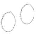 50mm Skewed Bar Cut Halo CZ Hoop Earrings