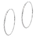 70mm Skewed Bar Cut Halo CZ Hoop Earrings