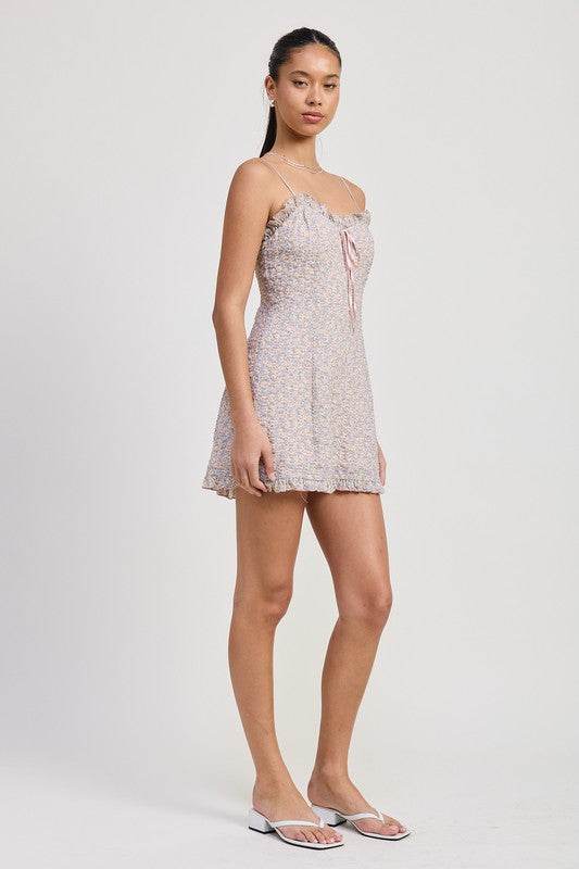 RUFFLE MINI FLORAL DRESS