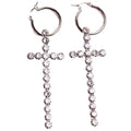 Big Cross Rhinestone Mini Hoop Earrings