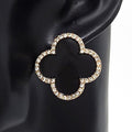 Clover Bling Outline Rhinestone Stud Earrings