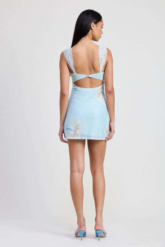 MINI LACE CONTRAST DRESS