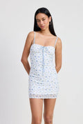 MINI FLORAL DRESS WITH PEEK A BOO LACE