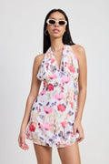 MINI HALTER NECK FLORAL DRESS