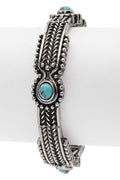 Turquoise Stone Pave Textured Stretch Bracelet