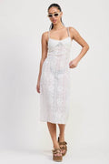 SPAGHETTI STRAP LACE MIDI DRESS