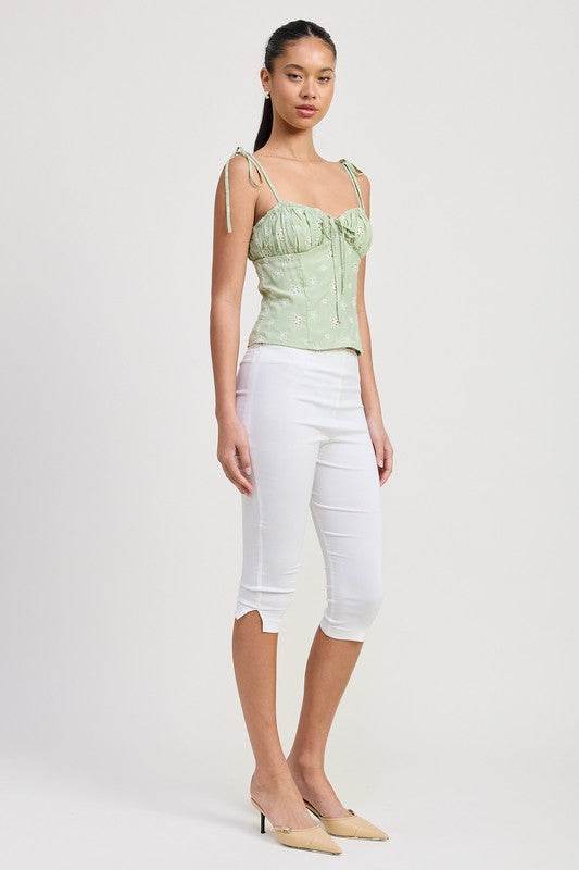 BUSTIER TOP WITH SHOULDER TIES