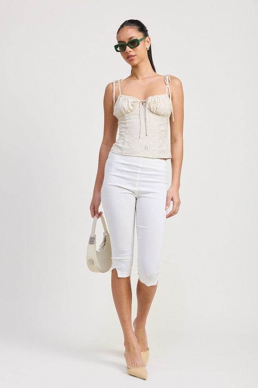BUSTIER TOP WITH SHOULDER TIES