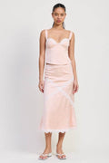 MID SATIN SKIRT WITH LACE DETAIL