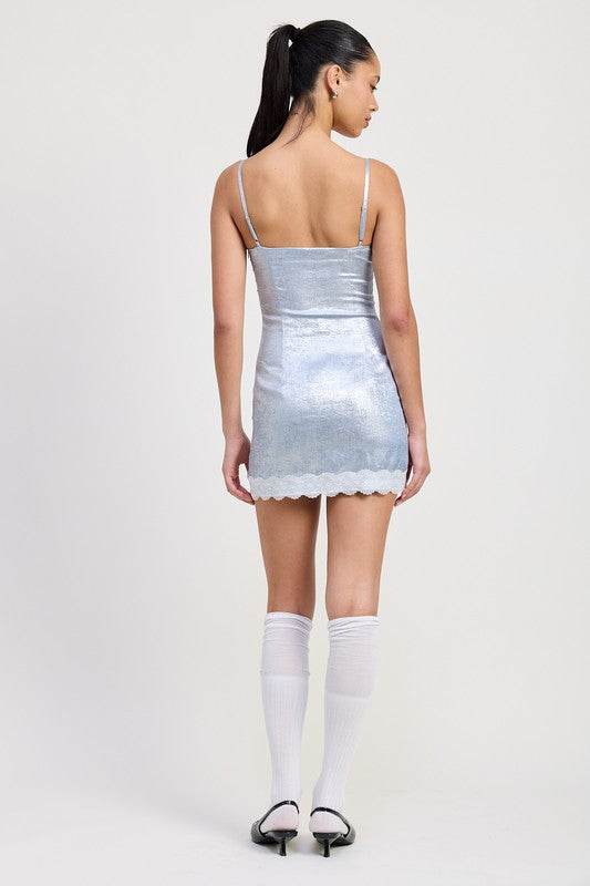 LACE HEM MINI DRESS