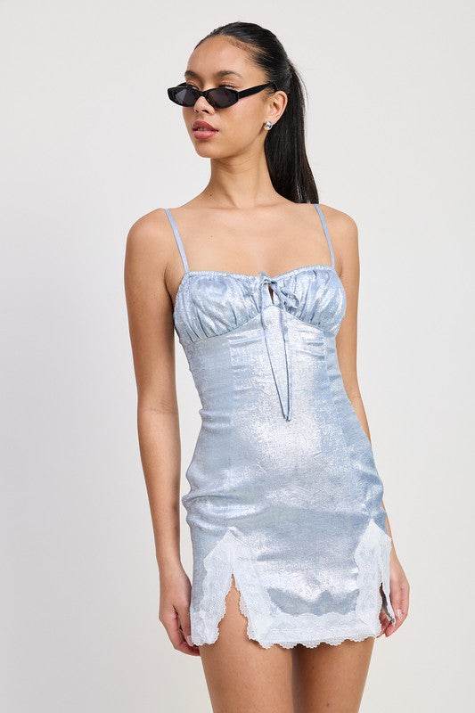 LACE HEM MINI DRESS