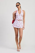 POPLIN PRINT MINI SKIRT WITH RIBBON TRIM