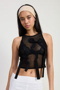 SLEEVELESS SHEER BOW TOP