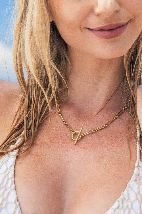 18K STAINLESS STEEL TOGGLE CHAIN NECKLACE