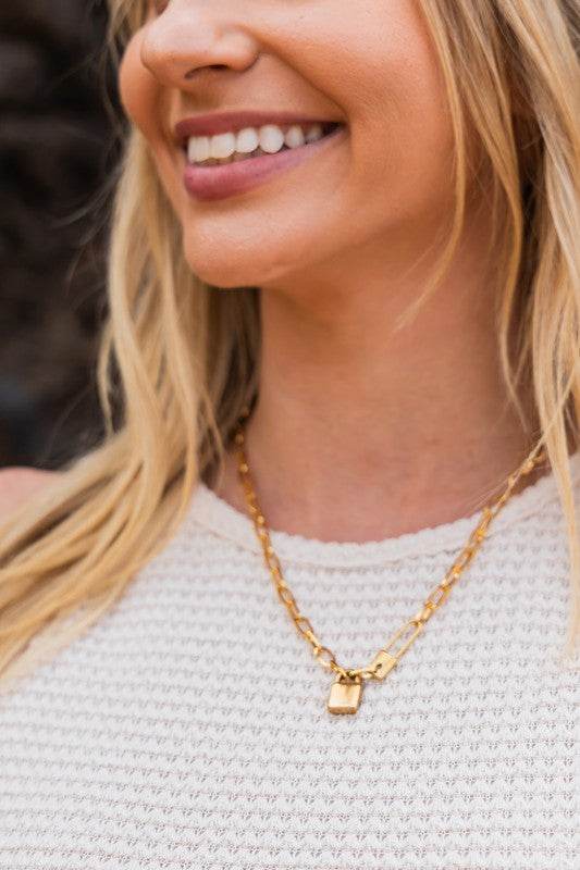 18K STAINLESS STEEL LOCK & CLIP CHAIN NECKLACE