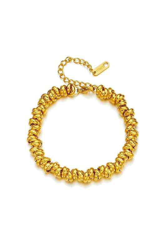 18K STAINLESS STEEL TWISTED BEAD BRACELET