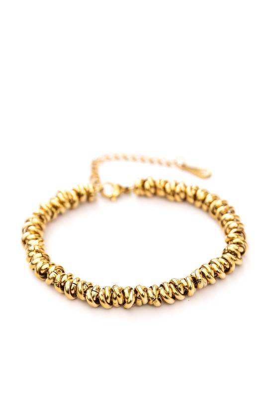 18K STAINLESS STEEL TWISTED BEAD BRACELET