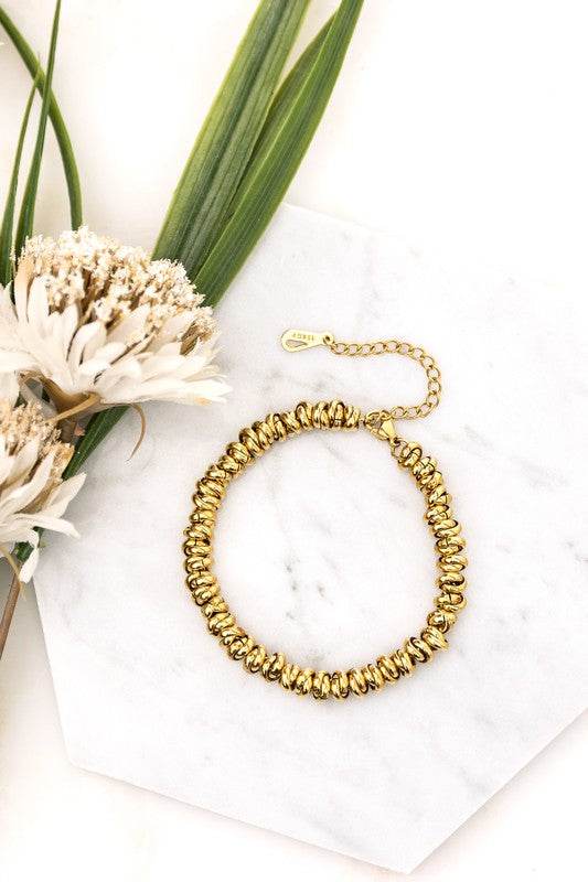 18K STAINLESS STEEL TWISTED BEAD BRACELET