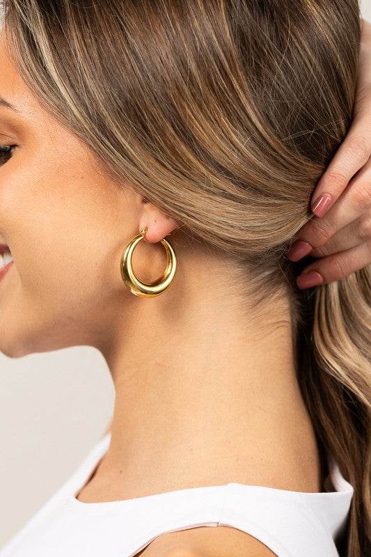 18K STAINLESS STEEL MOD HOOP EARRINGS