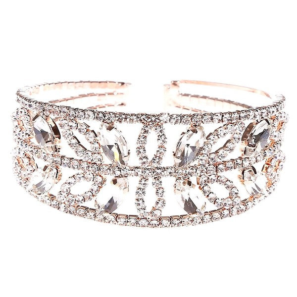 Rhinestone Floral Leaf Spring Wrap Bracelet