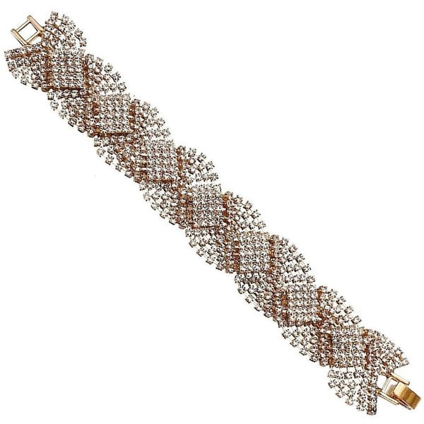 Square Twist Dazzling Rhinestone Foldover Bracelet