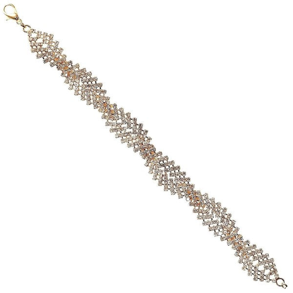 Two Twist Lines Cross Rhinestone Link Bracelet