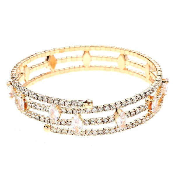 Marquise Oval Spread Rhinestone Wrap Bracelet